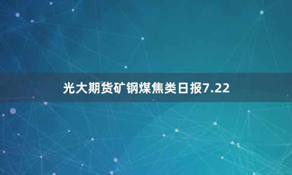 光大期货矿钢煤焦类日报7.22