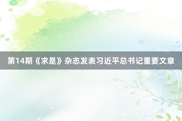 第14期《求是》杂志发表习近平总书记重要文章
