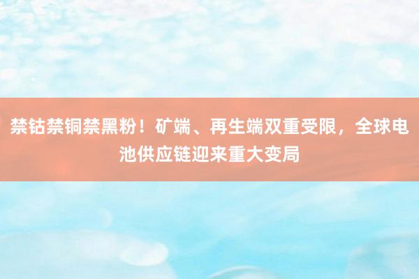 禁钴禁铜禁黑粉！矿端、再生端双重受限，全球电池供应链迎来重大变局