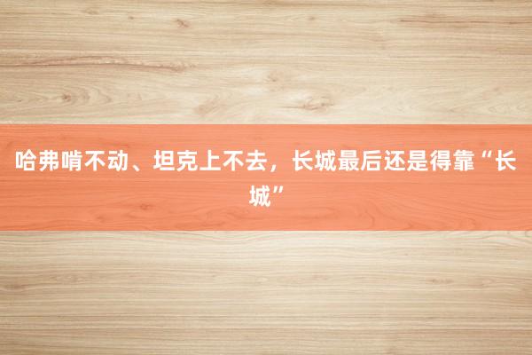 哈弗啃不动、坦克上不去，长城最后还是得靠“长城”