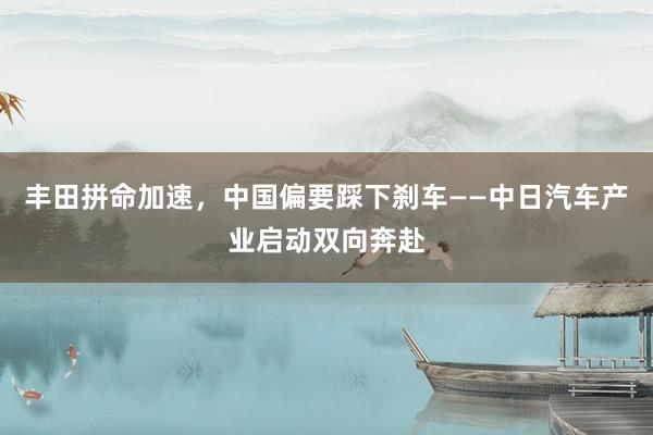 丰田拼命加速，中国偏要踩下刹车——中日汽车产业启动双向奔赴