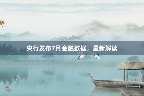 央行发布7月金融数据，最新解读