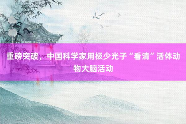 重磅突破，中国科学家用极少光子“看清”活体动物大脑活动