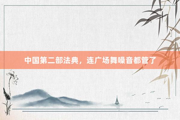 中国第二部法典，连广场舞噪音都管了