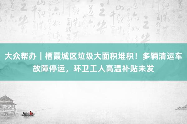大众帮办｜栖霞城区垃圾大面积堆积！多辆清运车故障停运，环卫工人高温补贴未发