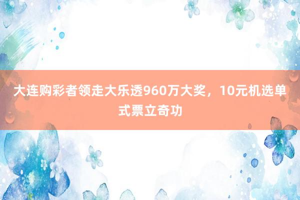 大连购彩者领走大乐透960万大奖，10元机选单式票立奇功