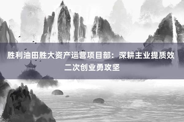 胜利油田胜大资产运营项目部：深耕主业提质效 二次创业勇攻坚