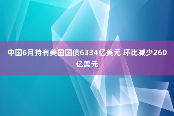 中国6月持有美国国债6334亿美元 环比减少260亿美元