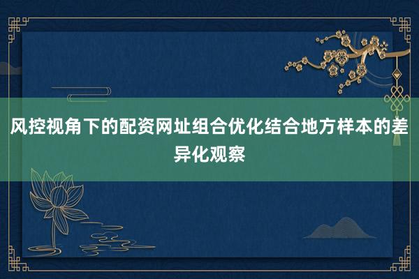 风控视角下的配资网址组合优化结合地方样本的差异化观察