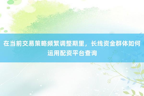 在当前交易策略频繁调整期里，长线资金群体如何运用配资平台查询