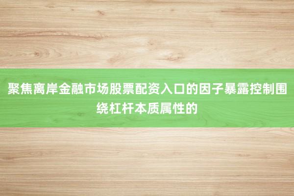 聚焦离岸金融市场股票配资入口的因子暴露控制围绕杠杆本质属性的