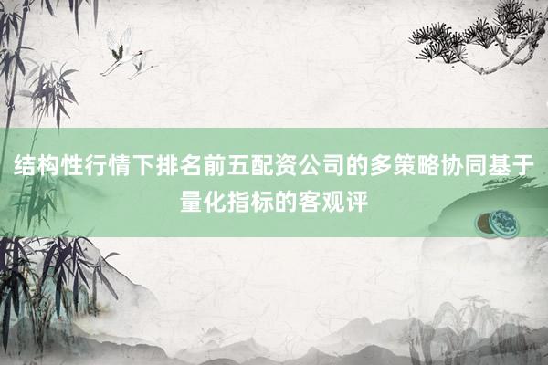 结构性行情下排名前五配资公司的多策略协同基于量化指标的客观评