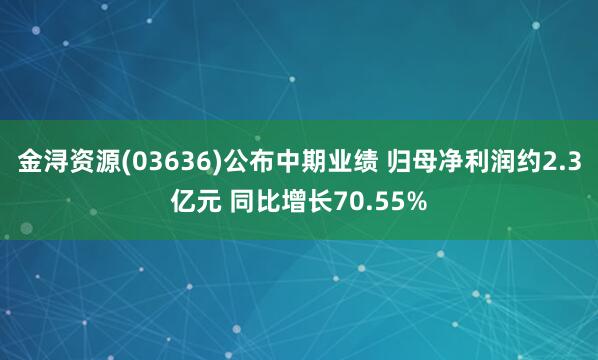 金浔资源(03636)公布中期业绩 归母净利润约2.3亿元 同比增长70.55%